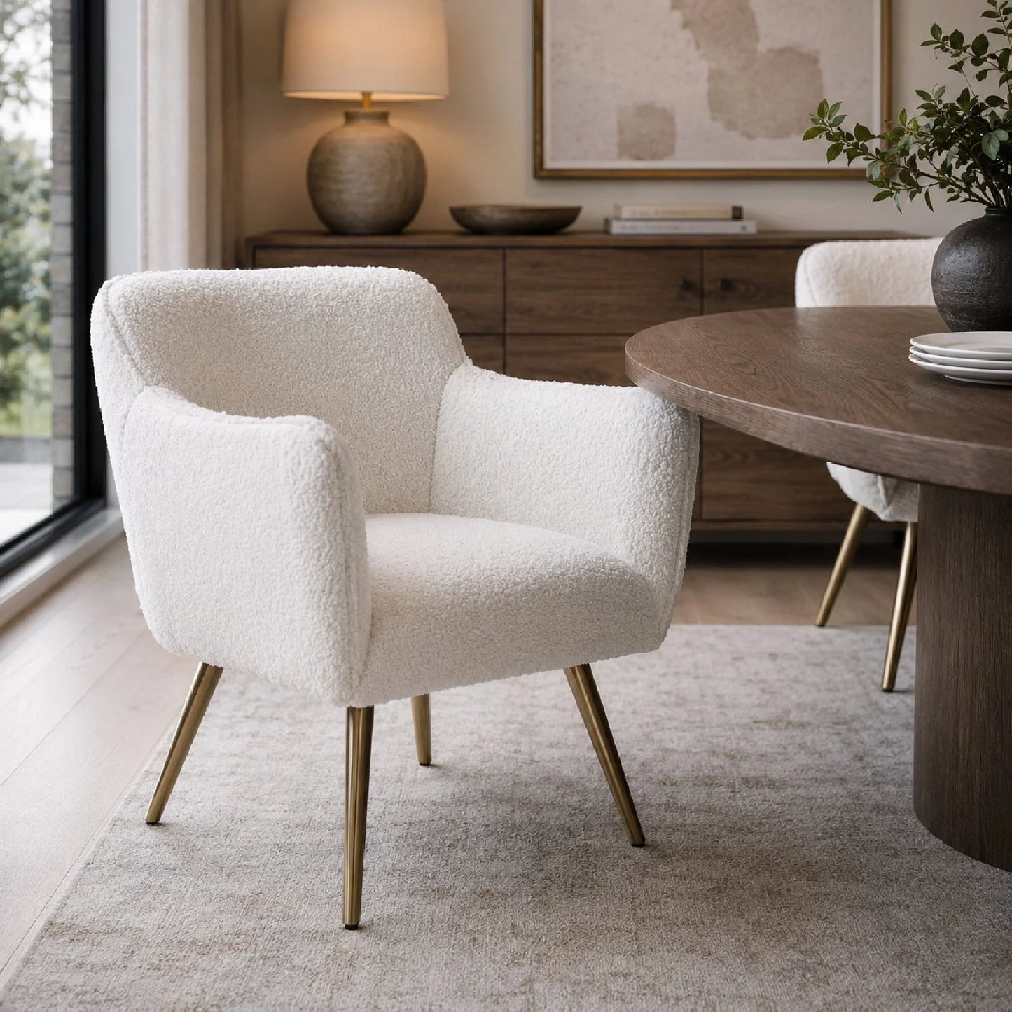 Luxury Woven Wood Modern Dining Armchair European Style for Villa
