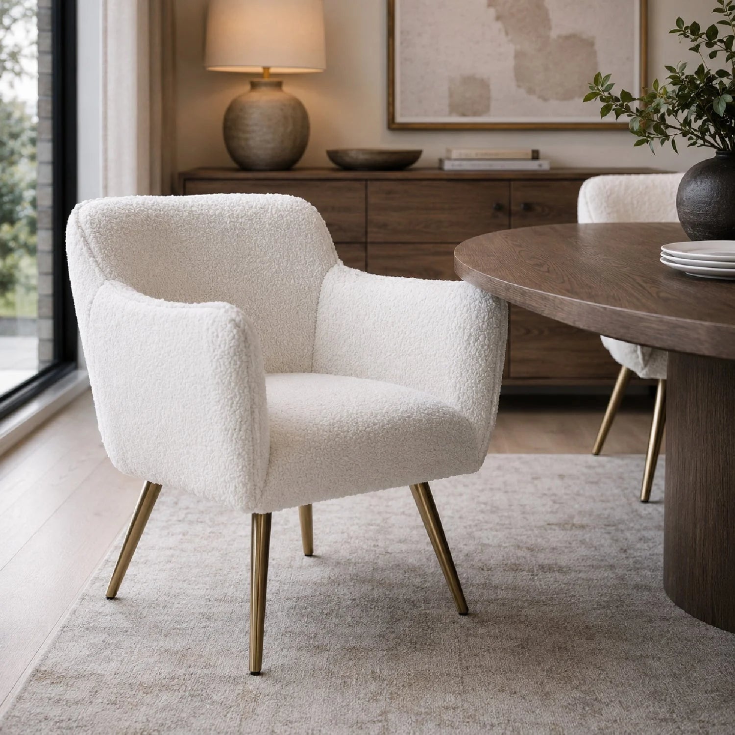 Luxury Woven Wood Modern Dining Armchair European Style for Villa
