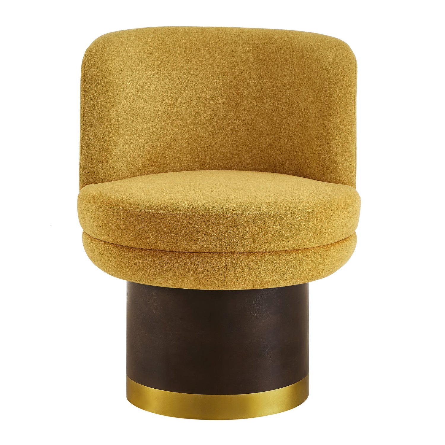 Luxury Yellow Chenille Swivel Lounge Chair Modern Italian Style for Villa