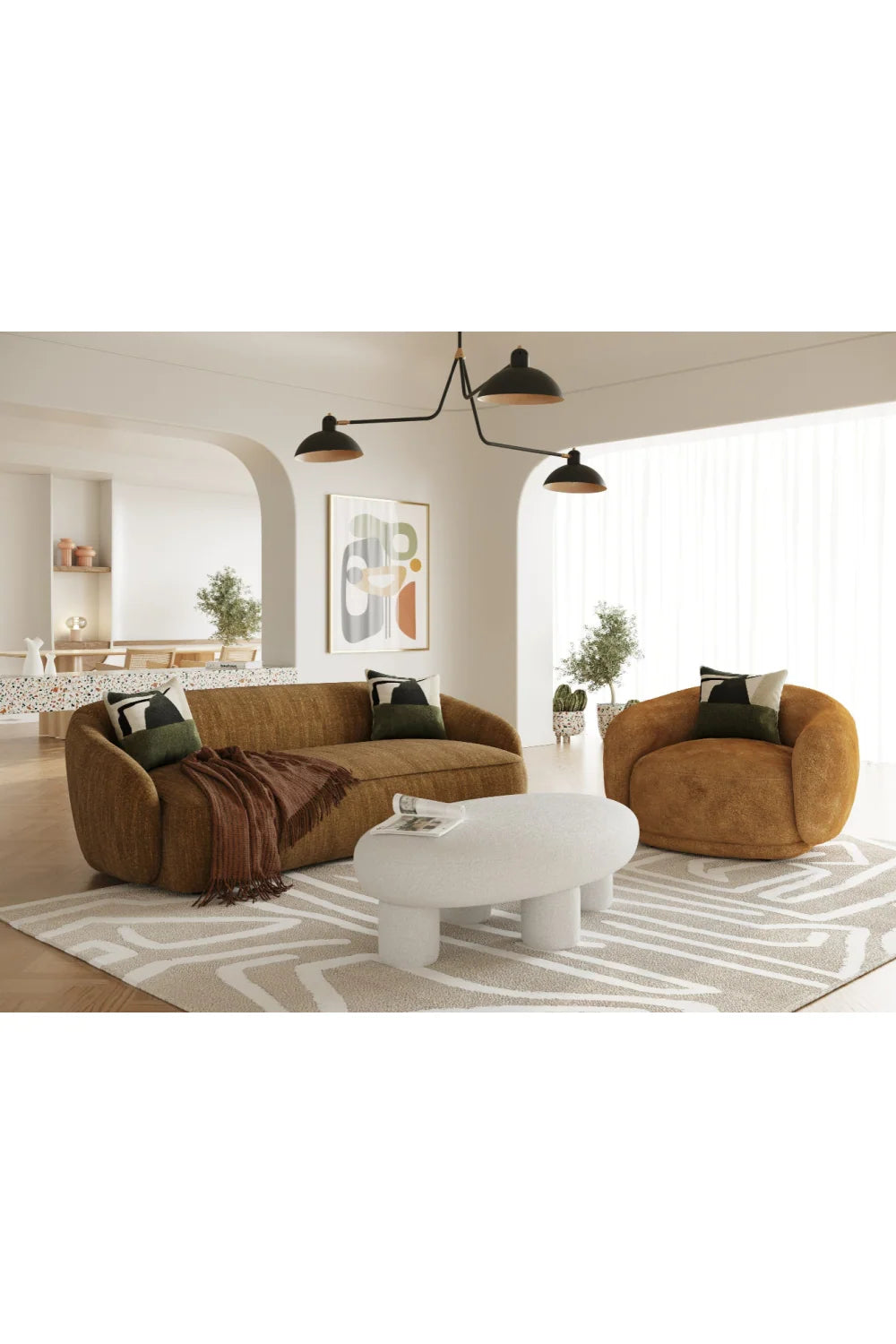 Luxury Yellow Curved Fabric Sofa Modern Italian Style for Villa