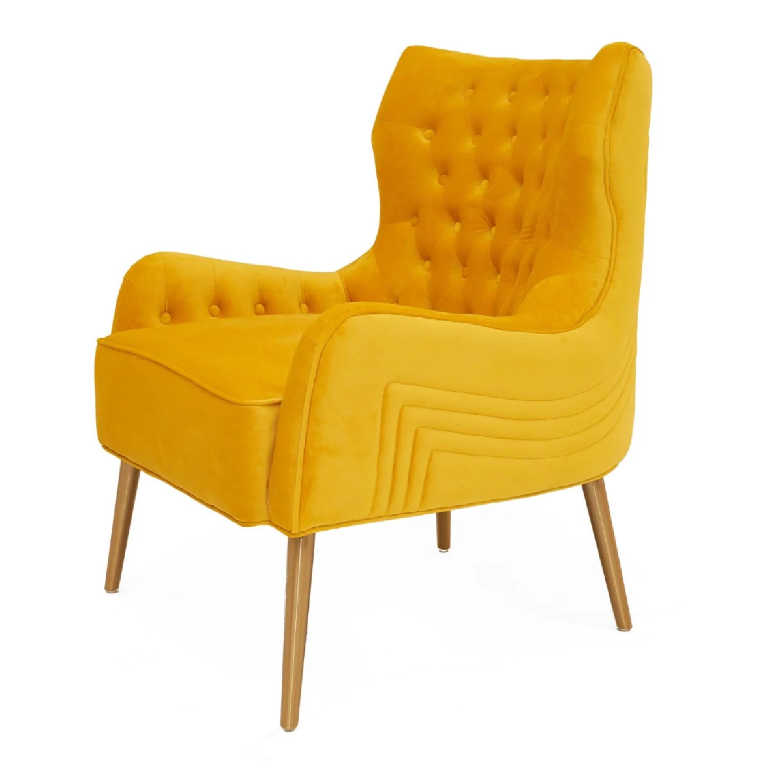 Luxury Yellow Velvet Accent Chair Modern Italian Style for Villa