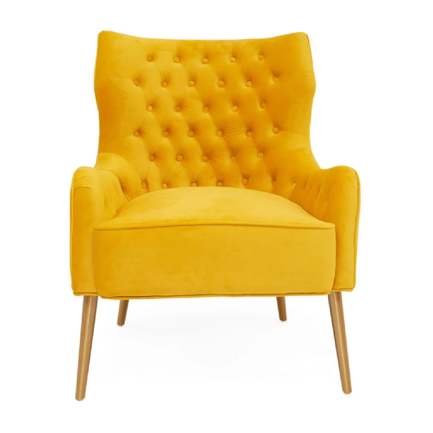 Luxury Yellow Velvet Accent Chair Modern Italian Style for Villa