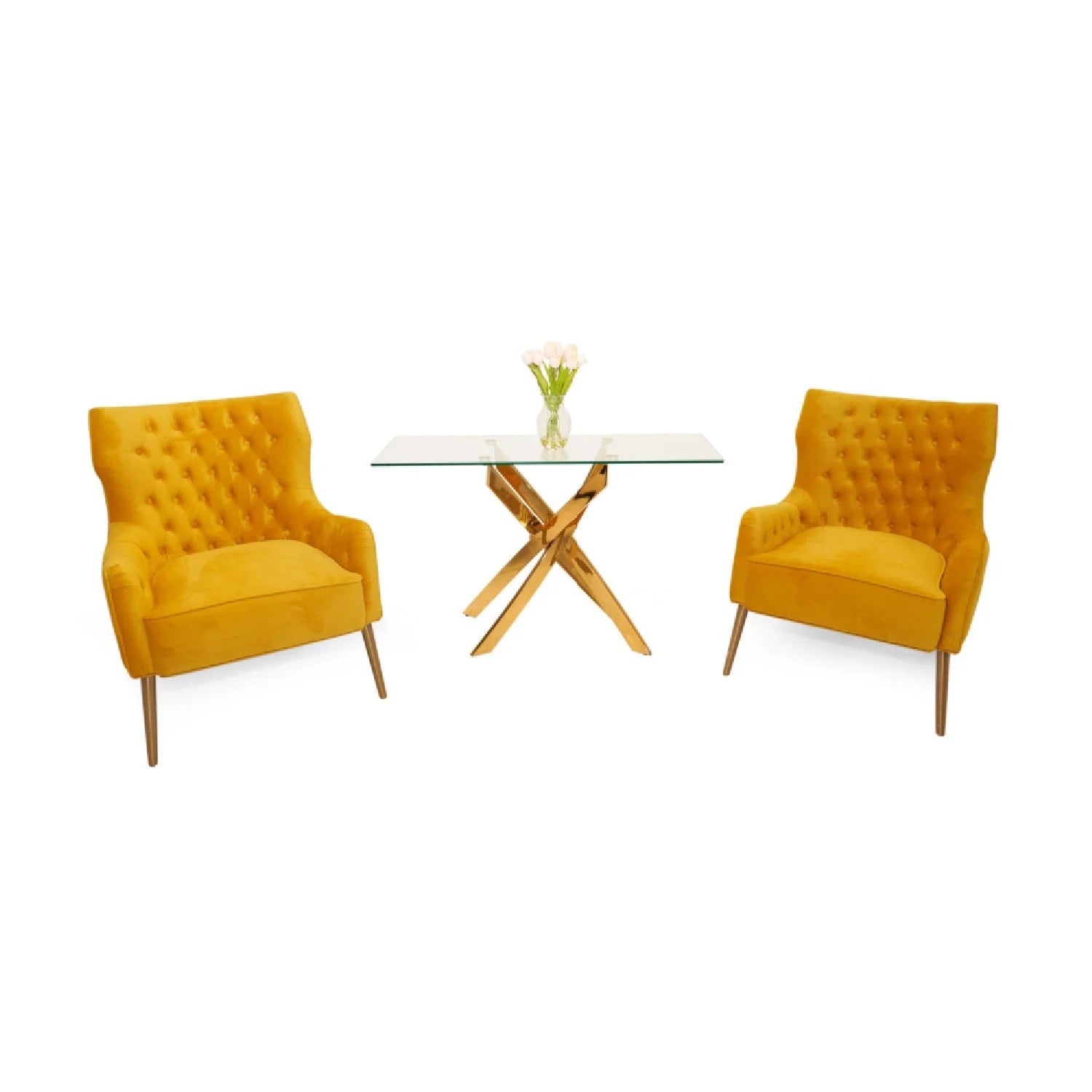 Luxury Yellow Velvet Accent Chair Modern Italian Style for Villa