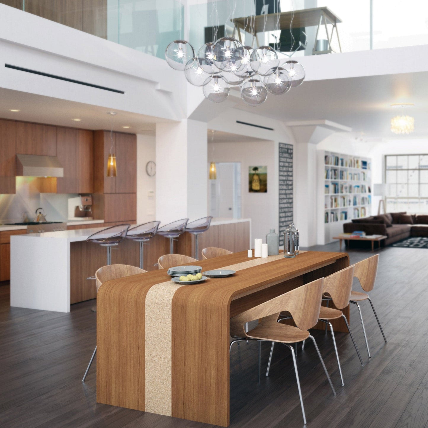 Dining Table – Sleek Teak and Cork Italian Designer Statement Piece
