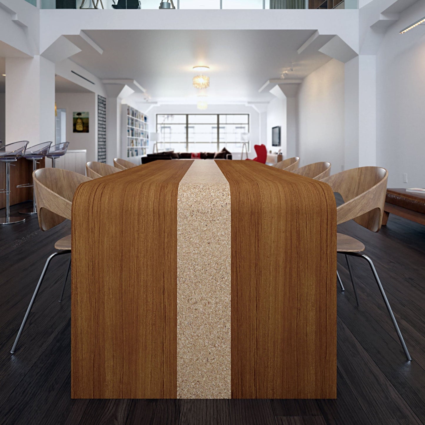 Dining Table – Sleek Teak and Cork Italian Designer Statement Piece