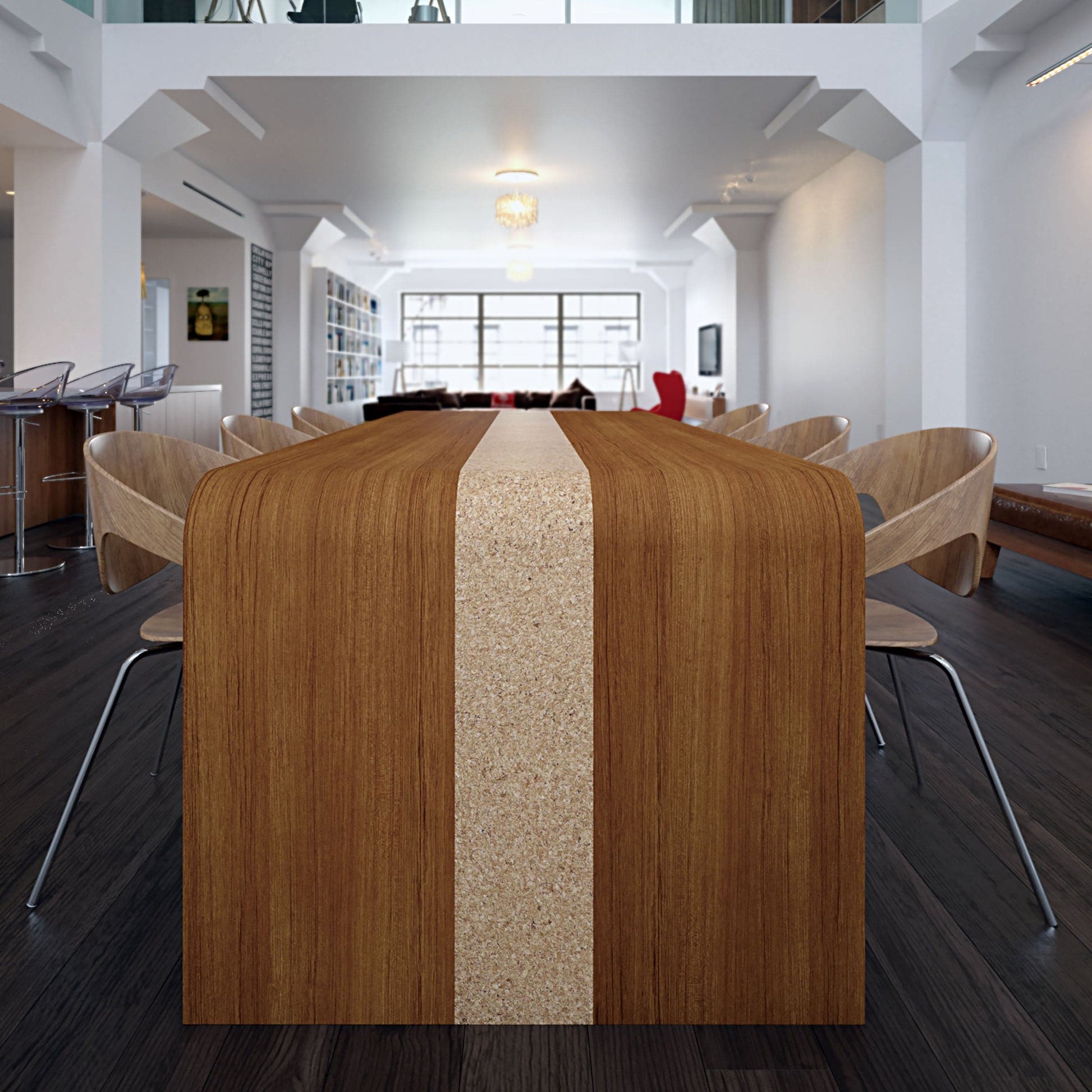 Dining Table – Sleek Teak and Cork Italian Designer Statement Piece