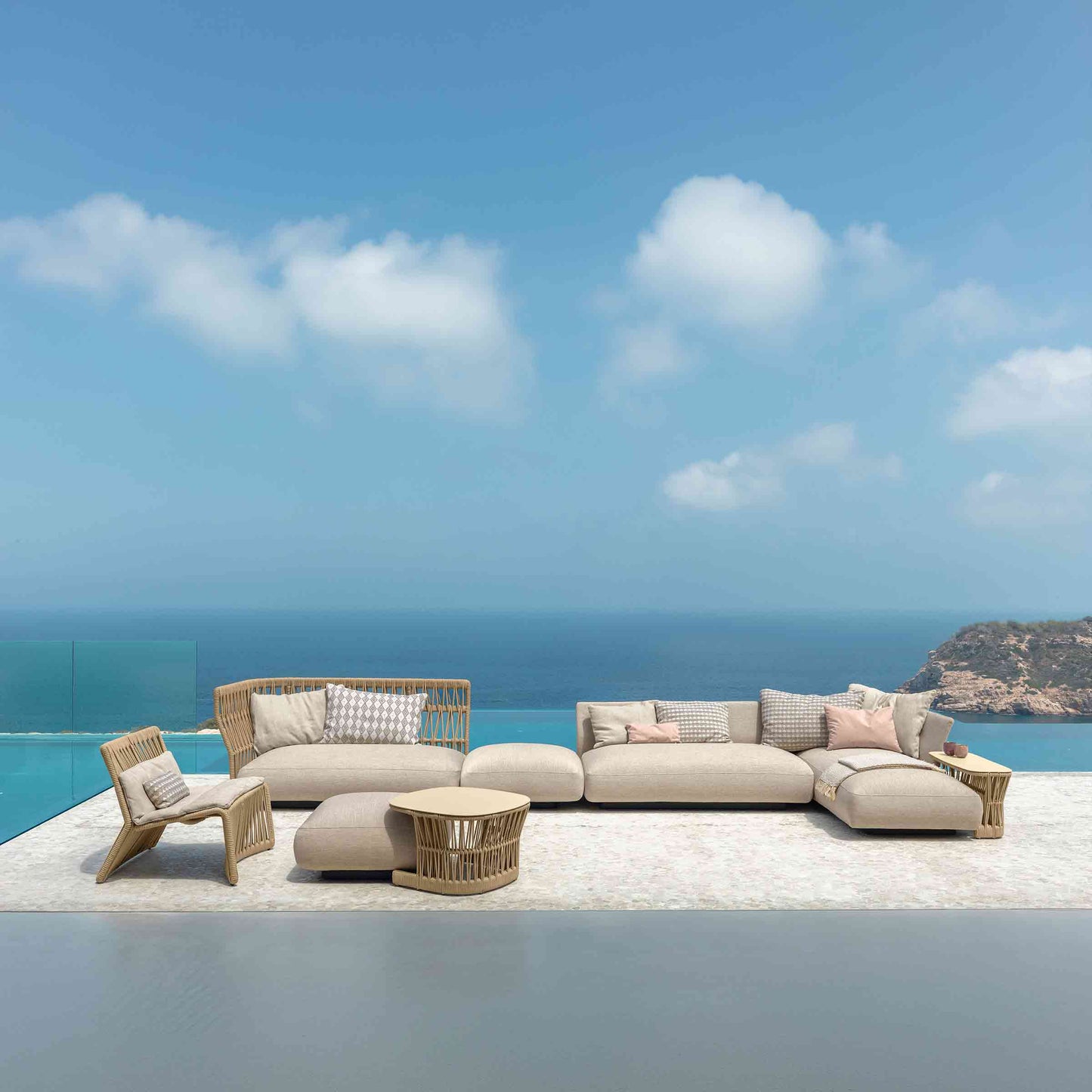 Cliff Modular Outdoor Sectional Sofa – Talenti Aluminium & Rope Piece