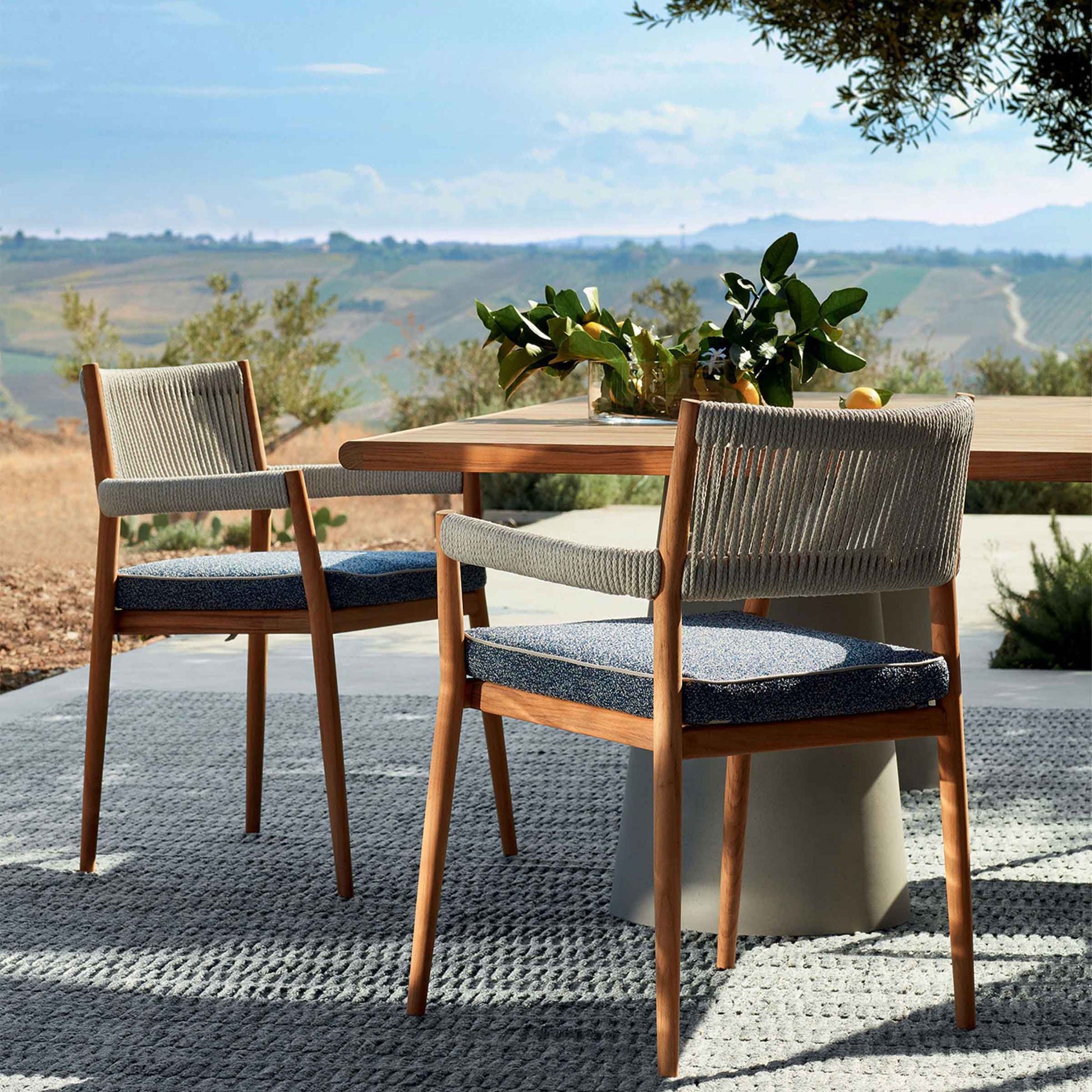 Dine Out Outdoor Armchair – Stackable Teak and Rope Designer Chair by Cassina