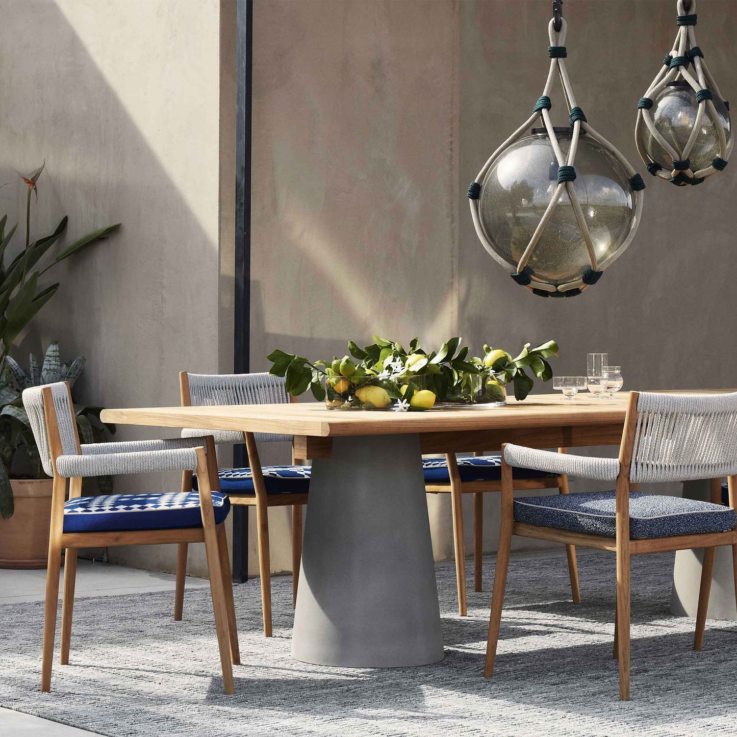 Outdoor Dining Table - Conical Base - Natural Teak - Italian Designer