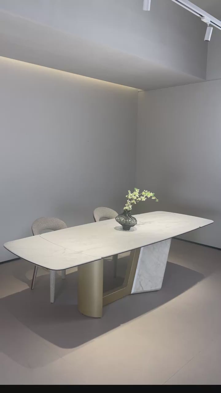 Luxury 1601769243618 Sintered Stone Extendable Dining Table Modern Italian Style for Villa