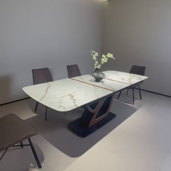 Luxury 1601667983947 Sintered Stone Extendable Dining Table Modern Italian Style for Villa