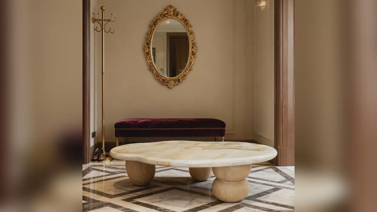 Modern Minimalist Marble Coffee Table Solid Wood Legs Luxury Italian Style