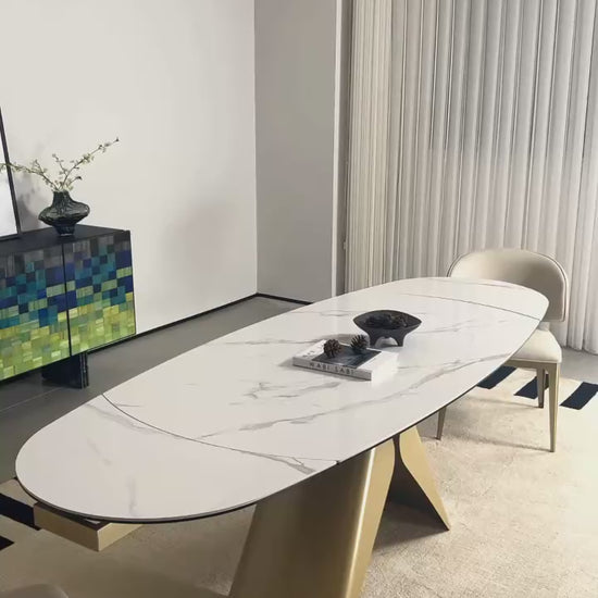 Luxury 1601726424487 Sintered Stone Extendable Dining Table Modern Italian Style for Villa