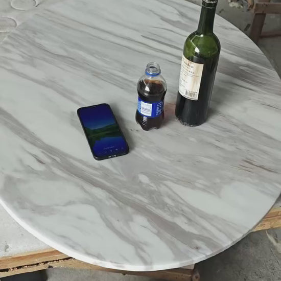 Luxury Round White Marble Dining Table Modern Italian Style for Villa