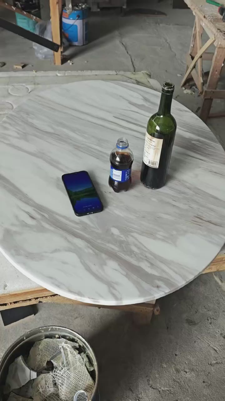 Luxury Round White Marble Dining Table Modern Italian Style for Villa