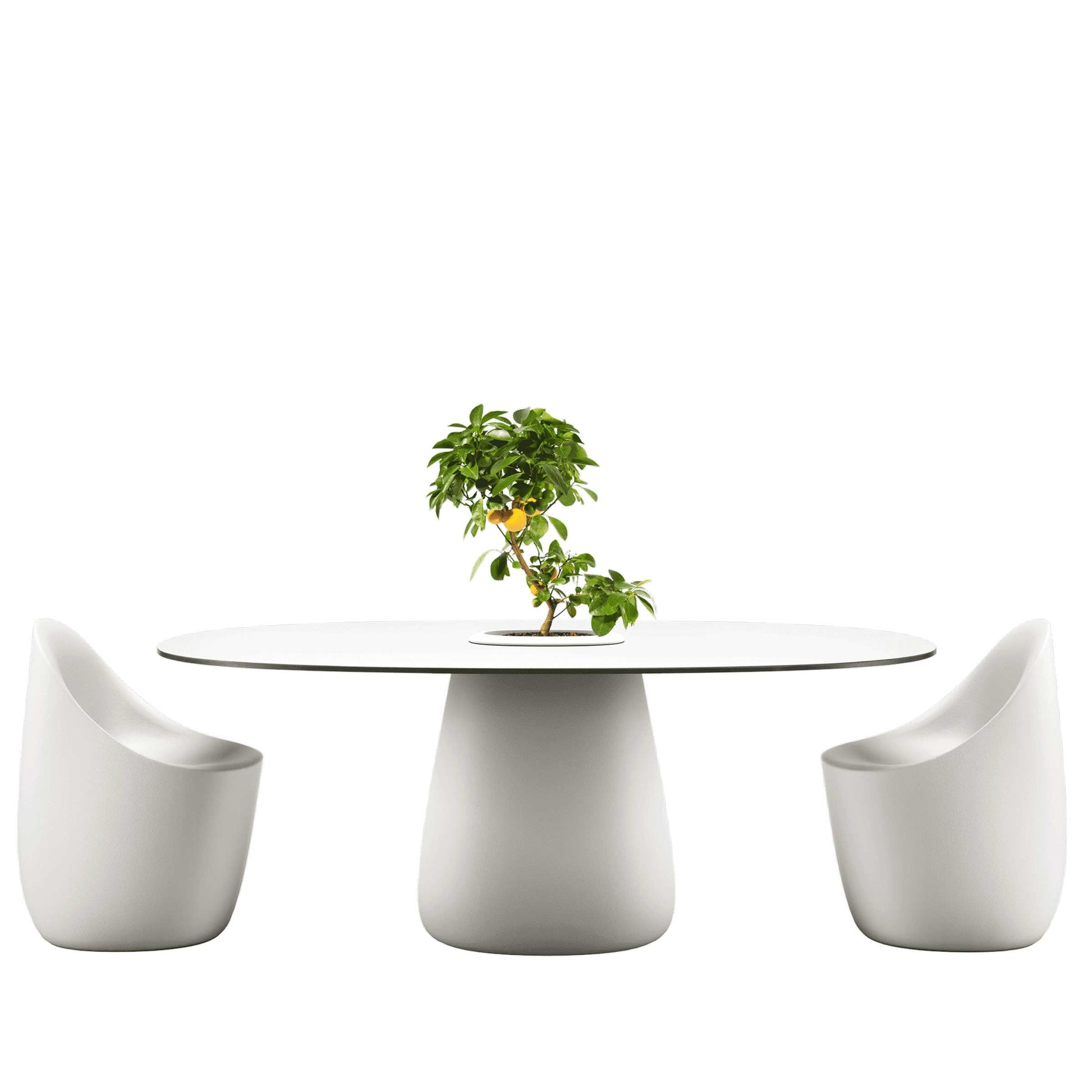 Oval Dining Table with Integrated Bucket Base – Contemporary HPL Statement Piece