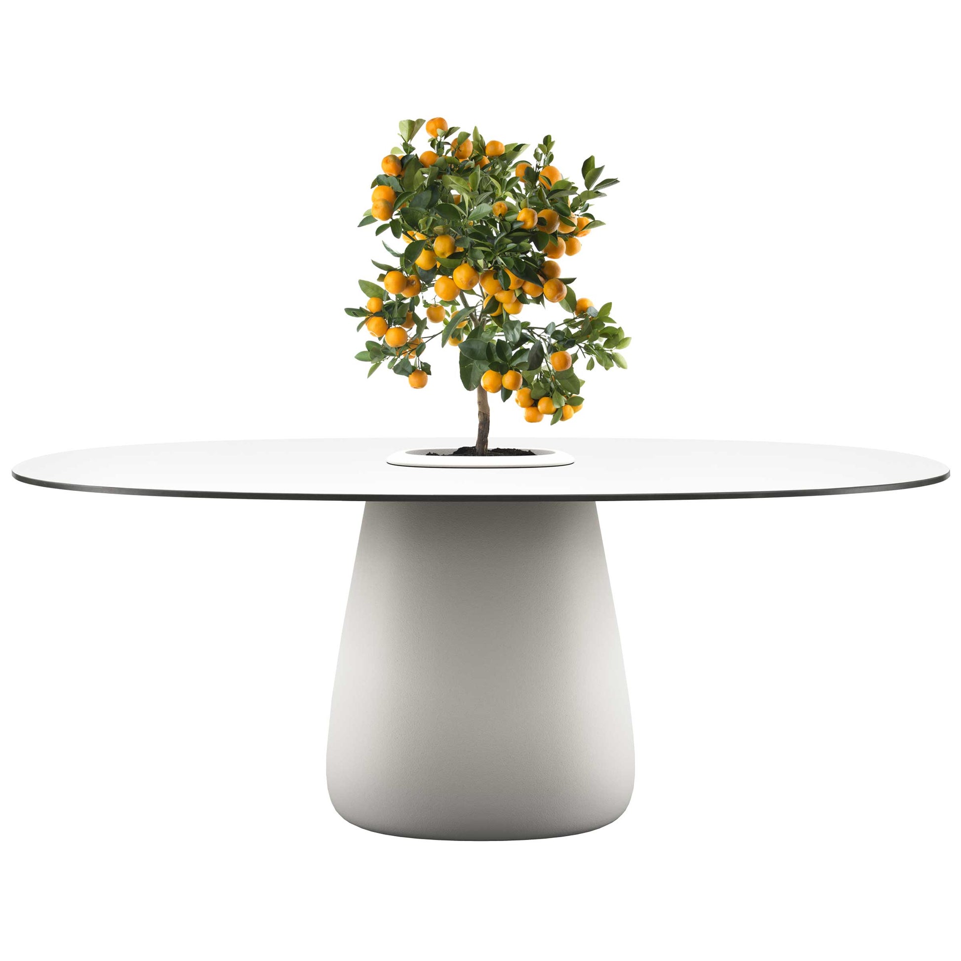 Oval Dining Table with Integrated Bucket Base – Contemporary HPL Statement Piece