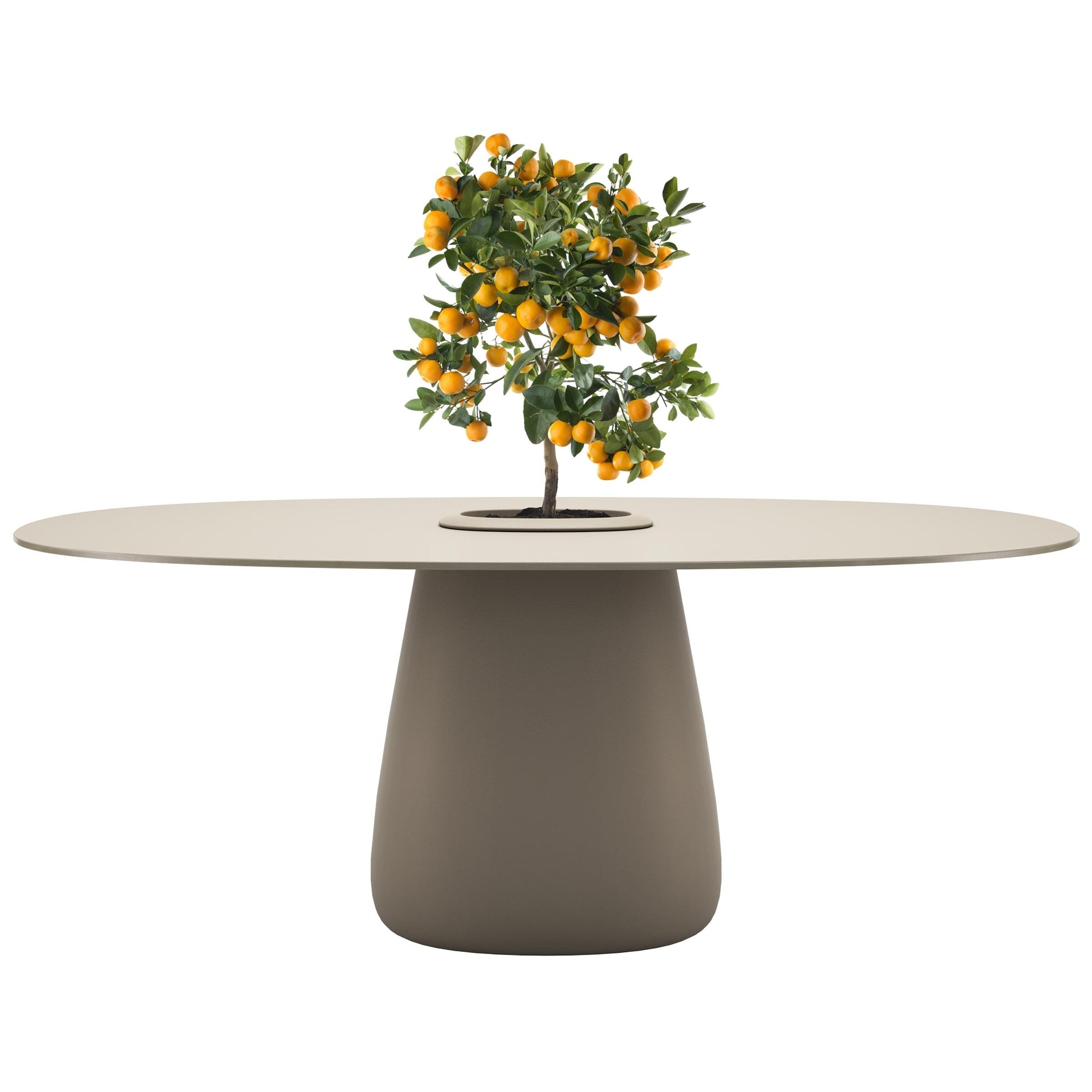 Oval Dining Table with Integrated Bucket Base – Contemporary HPL Statement Piece