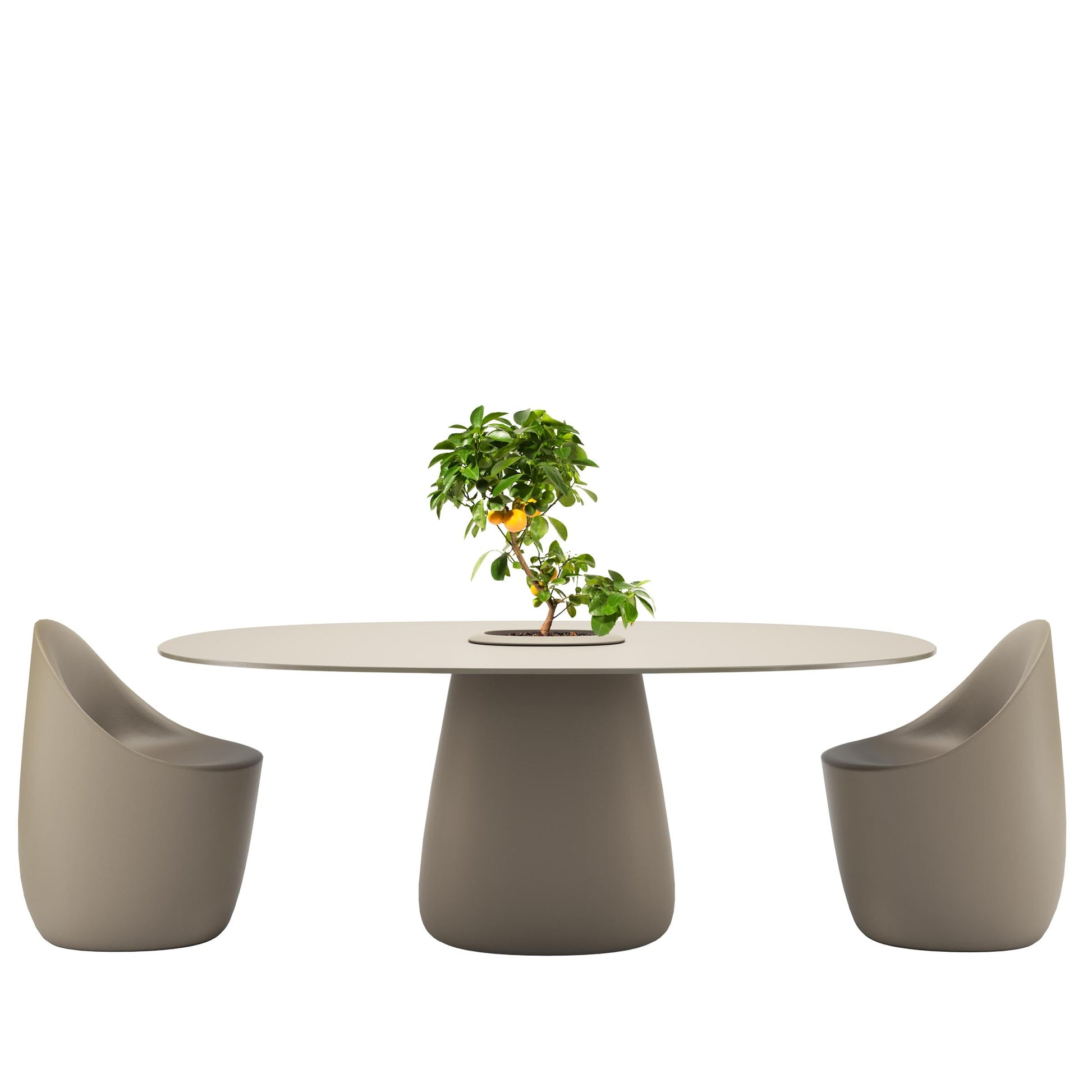 Oval Dining Table with Integrated Bucket Base – Contemporary HPL Statement Piece