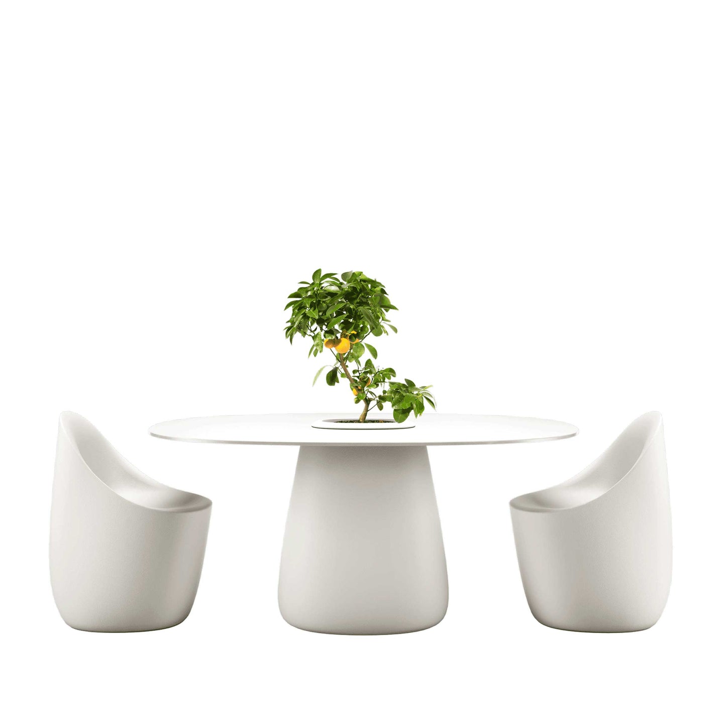 Oval Dining Table with Integrated Bucket Base – Contemporary HPL Statement Piece