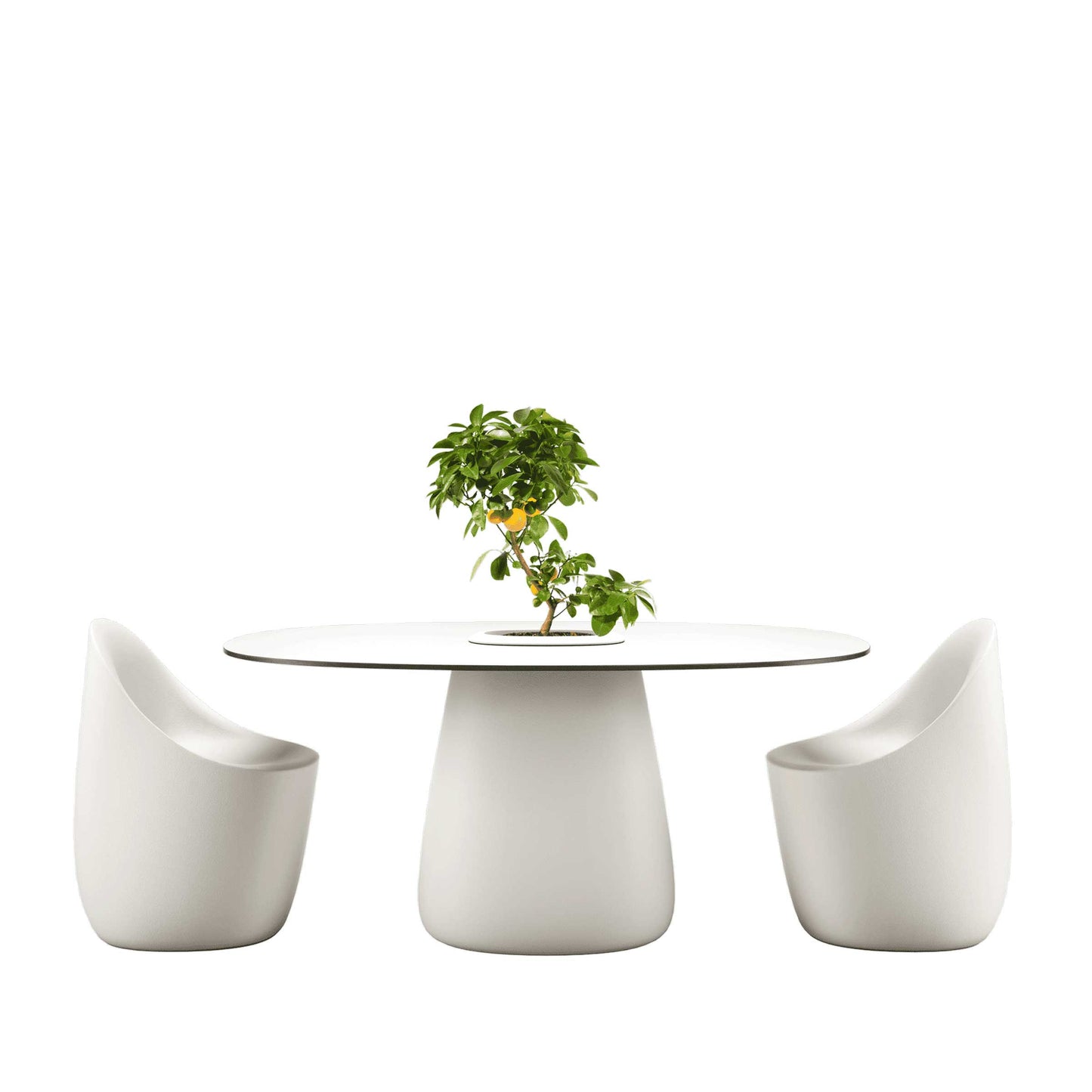 Oval Dining Table with Integrated Bucket Base – Contemporary HPL Statement Piece