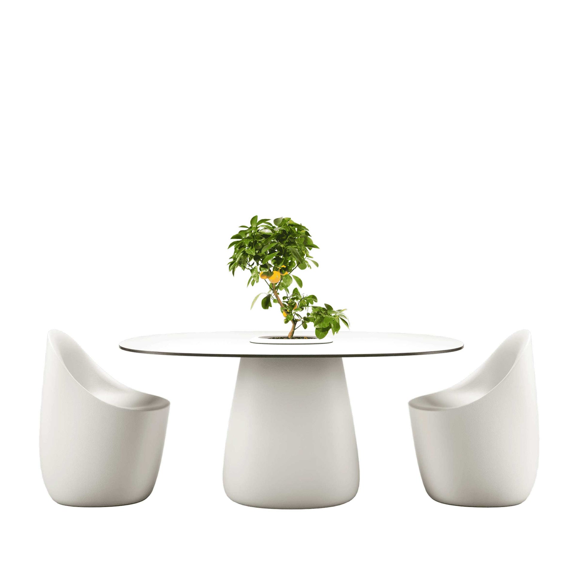 Oval Dining Table with Integrated Bucket Base – Contemporary HPL Statement Piece