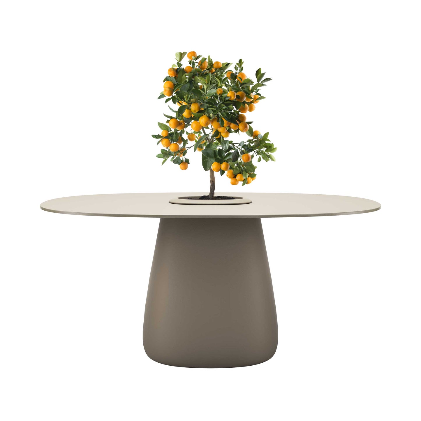 Oval Dining Table with Integrated Bucket Base – Contemporary HPL Statement Piece