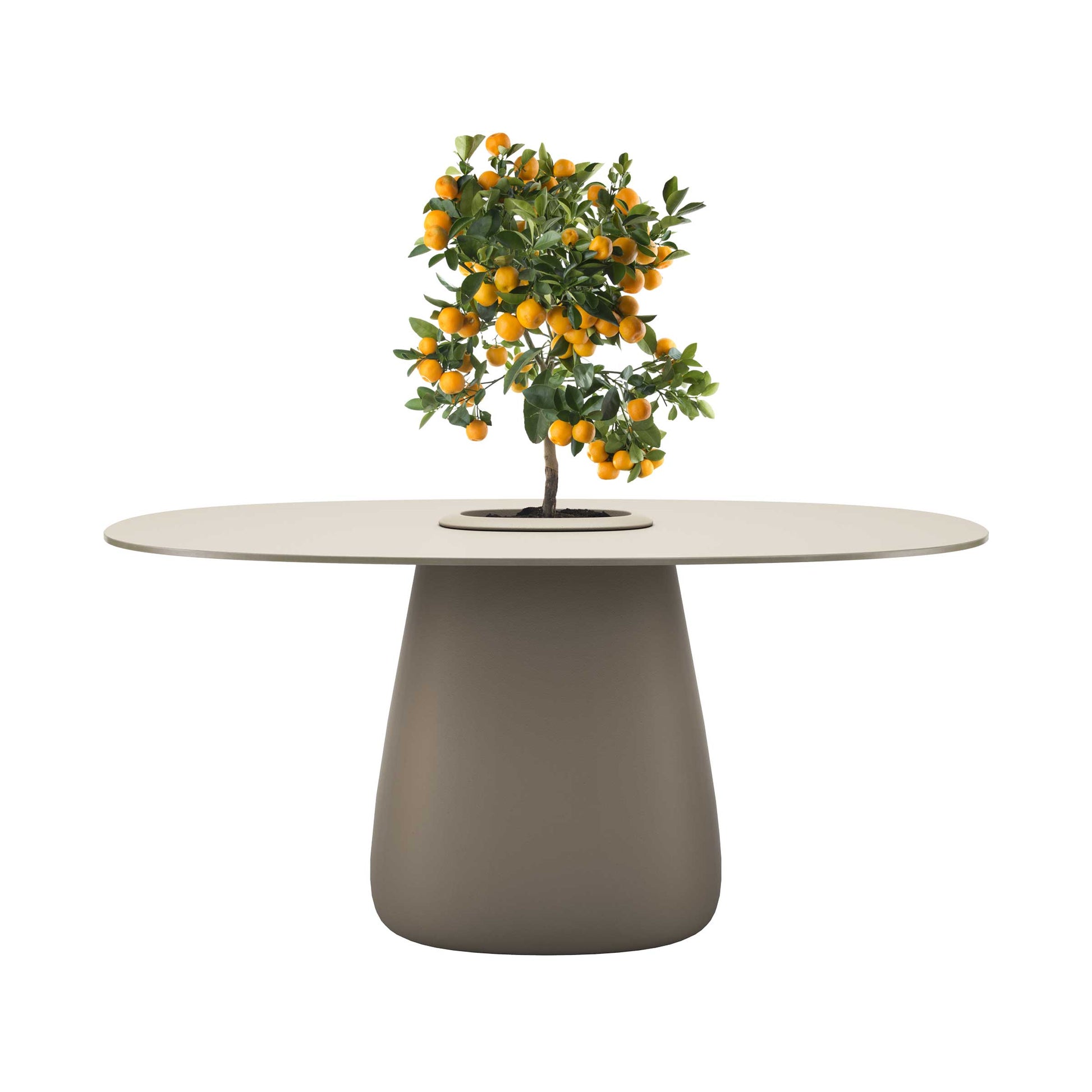 Oval Dining Table with Integrated Bucket Base – Contemporary HPL Statement Piece