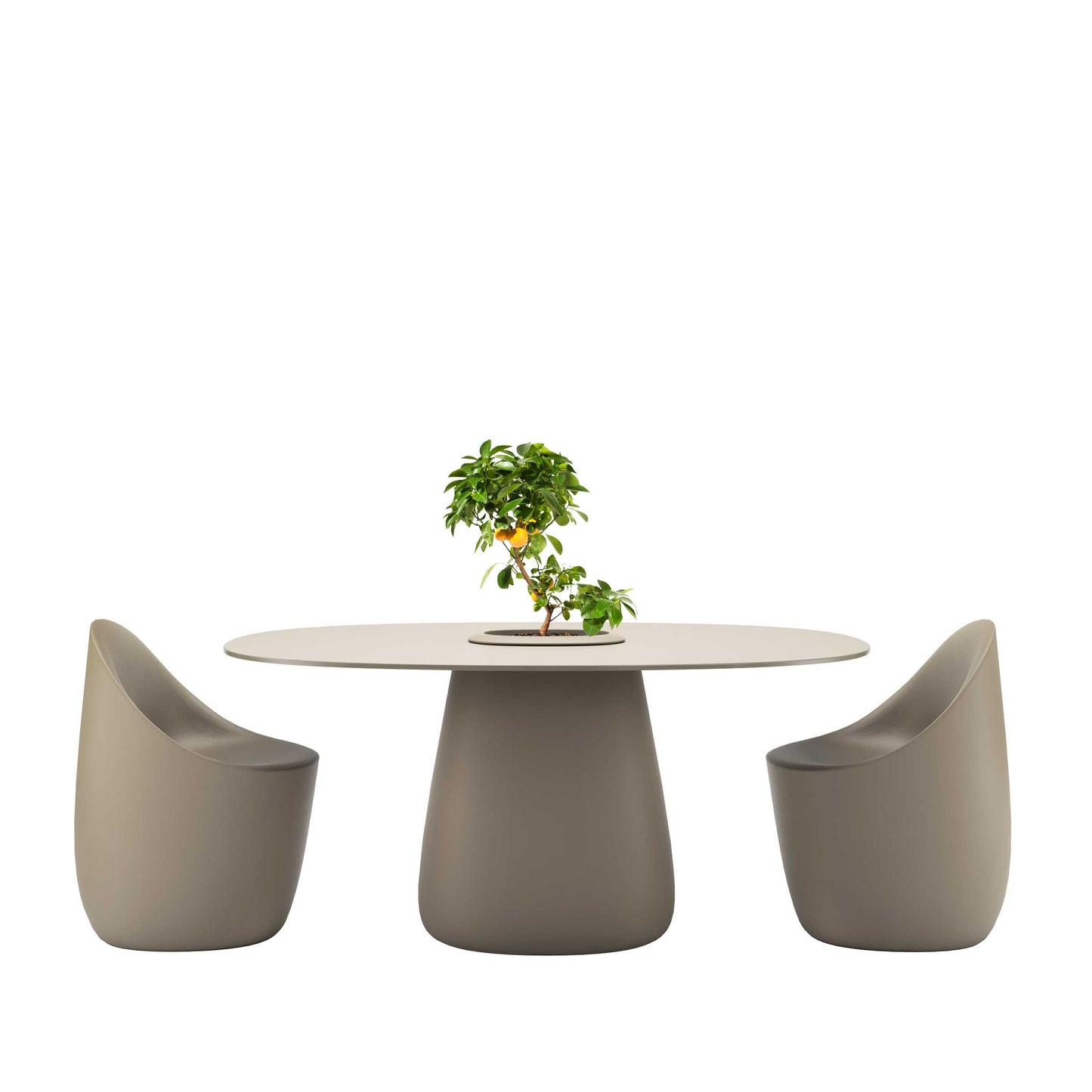 Oval Dining Table with Integrated Bucket Base – Contemporary HPL Statement Piece