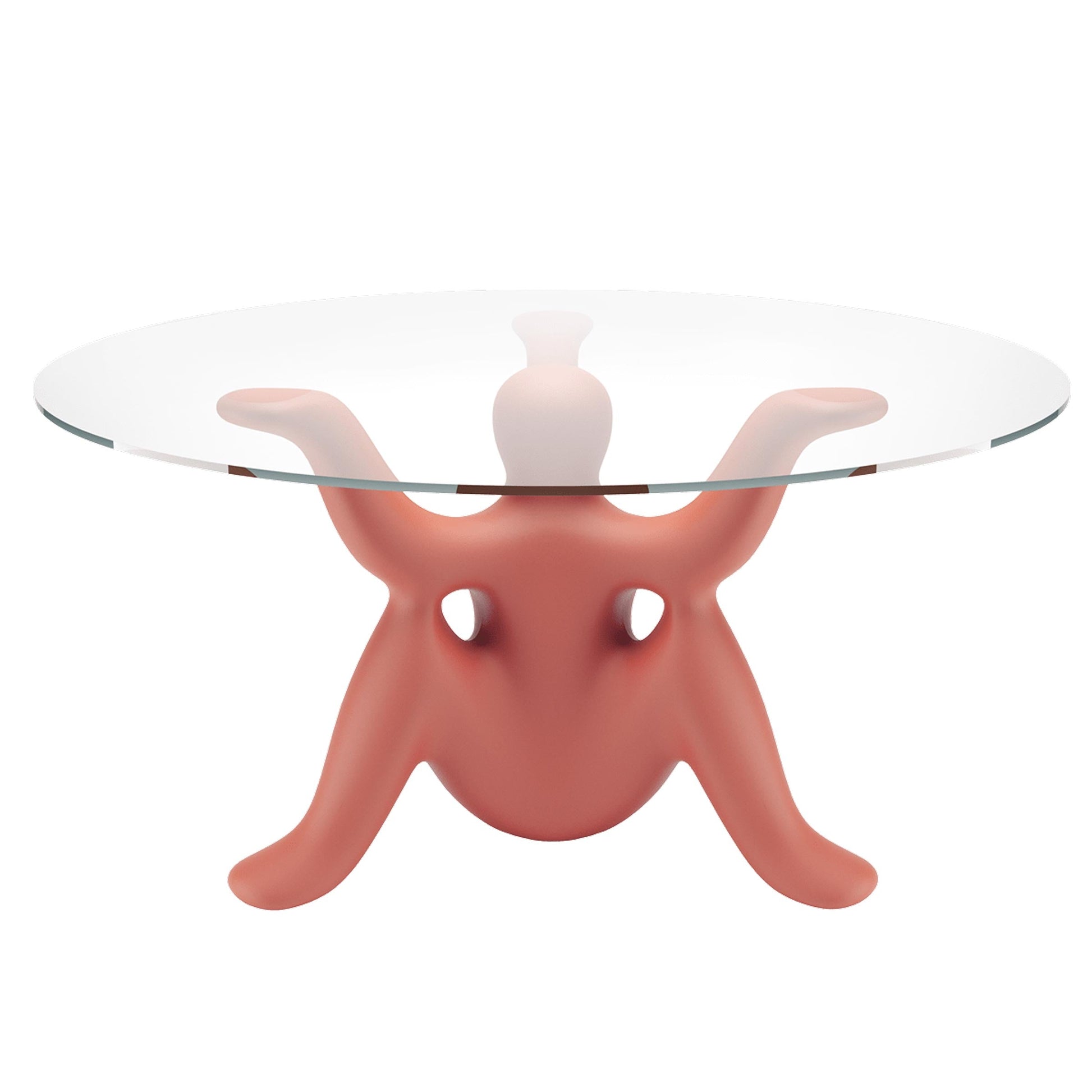 Round Dining Table – Whimsical Three-Legged Base – Italian Glass Statement Piece