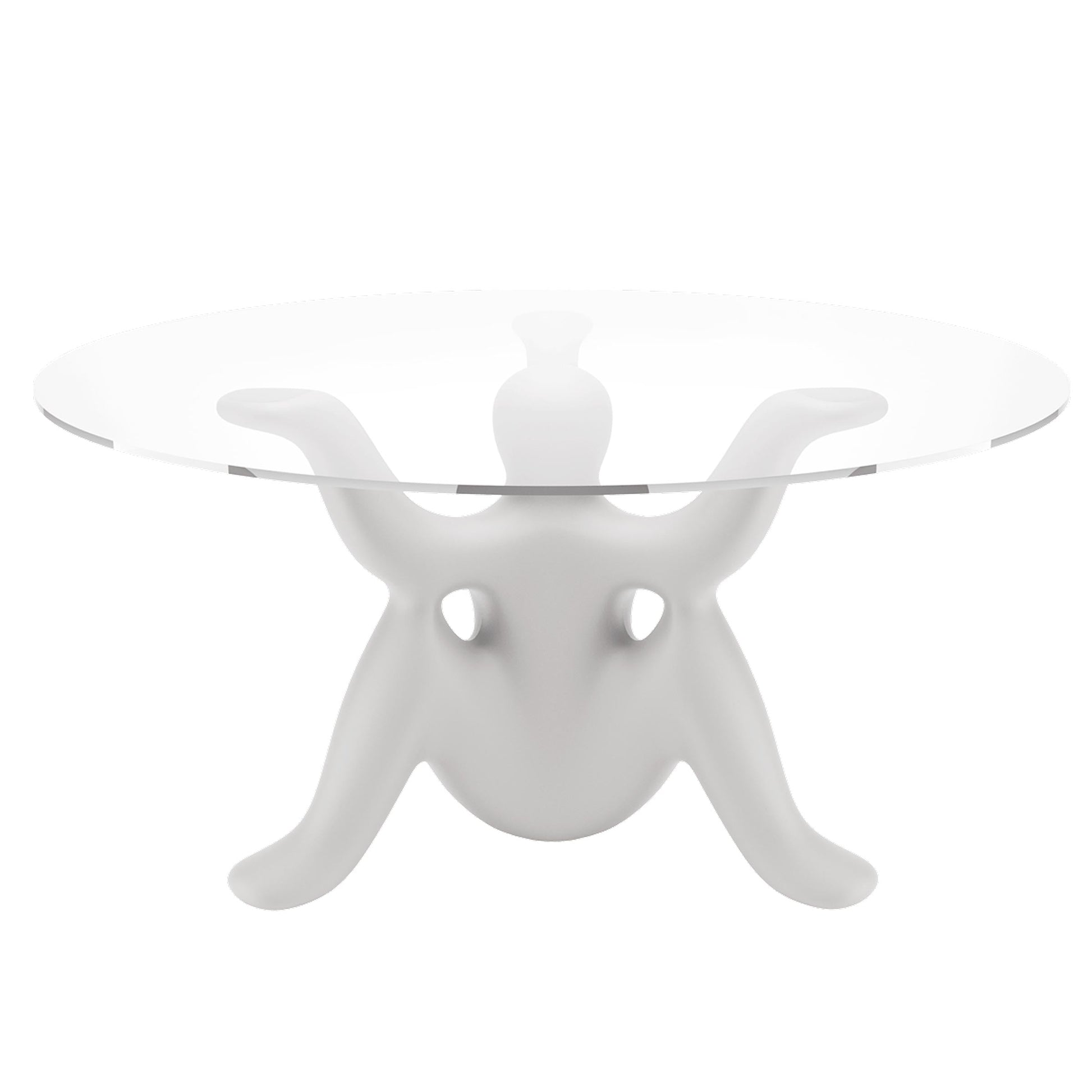 Round Dining Table – Whimsical Three-Legged Base – Italian Glass Statement Piece