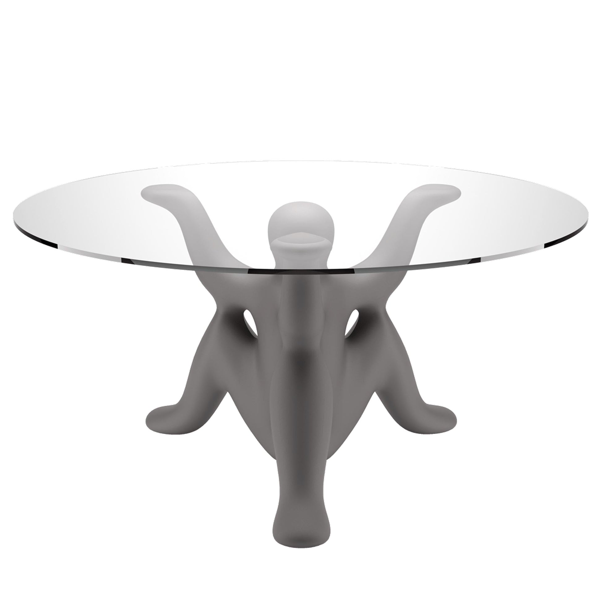 Round Dining Table – Whimsical Three-Legged Base – Glass and Polyethylene