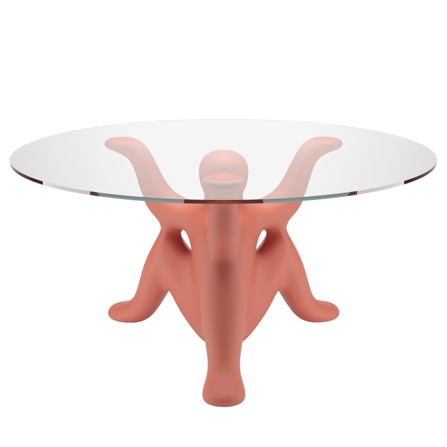 Round Dining Table – Whimsical Three-Legged Base – Glass and Polyethylene