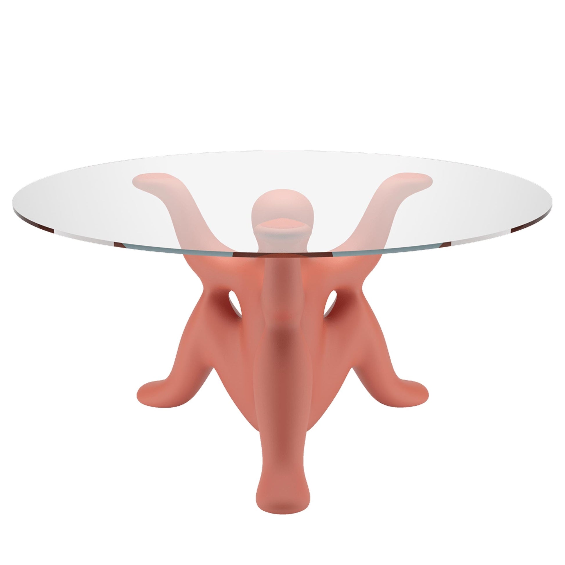 Round Dining Table – Whimsical Three-Legged Base – Italian Glass Statement Piece