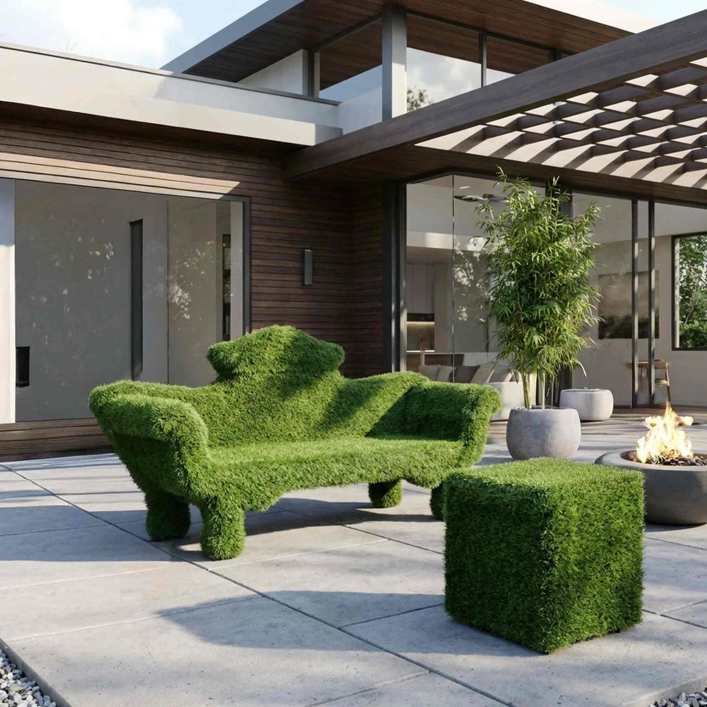 Luxury SOFAGREEN Three-Seater Sofa Modern Italian Style for Villa