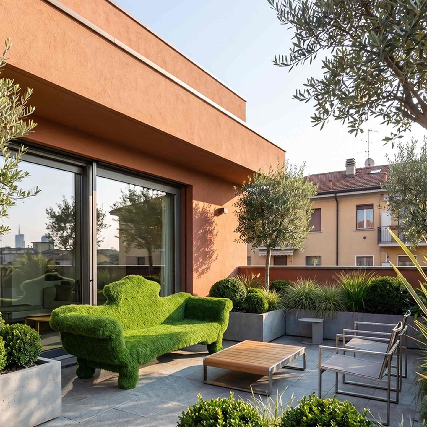 Luxury SOFAGREEN Three-Seater Sofa Modern Italian Style for Villa