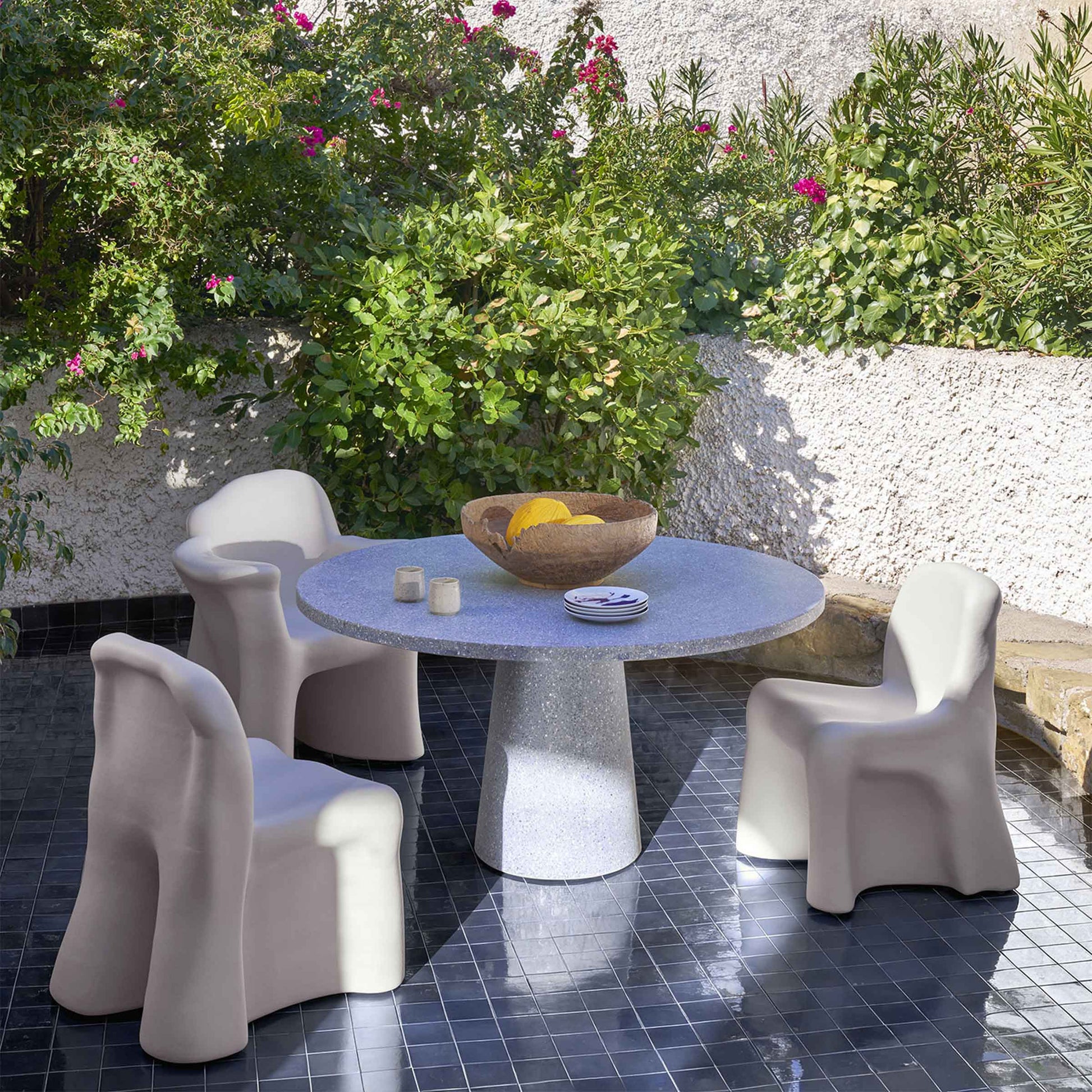 Outdoor Dining Table - Conical Base - Natural Teak - Italian Designer