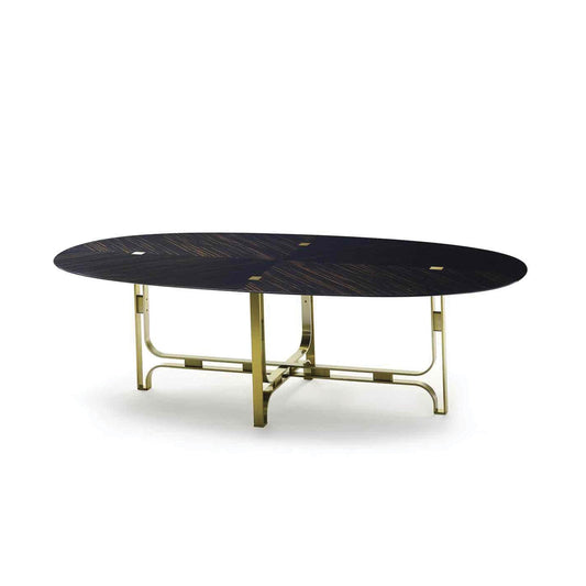 Oval Dining Table – Metal Base, Ammara Ebony Veneer | 02710