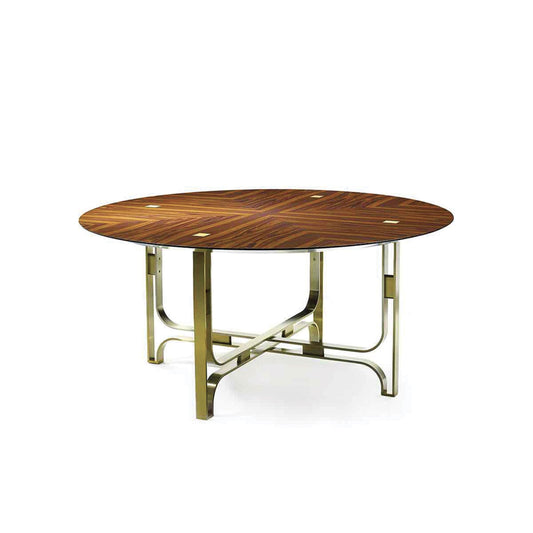 Gregory Round Dining Table – Criss-Crossing Base, Rosewood Veneer Statement Piece | MAR-02711