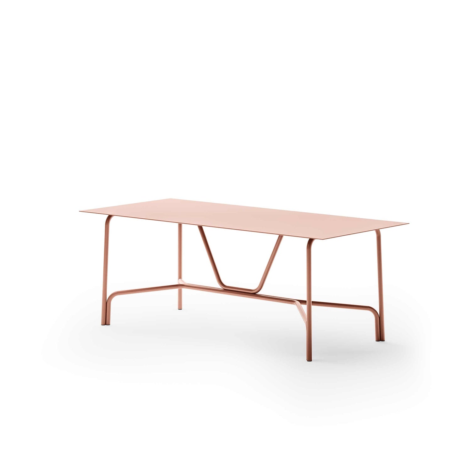 Outdoor Dining Table Modernist Metal-Pipe Matte Aluminium – Thun Fasciana Designer Piece