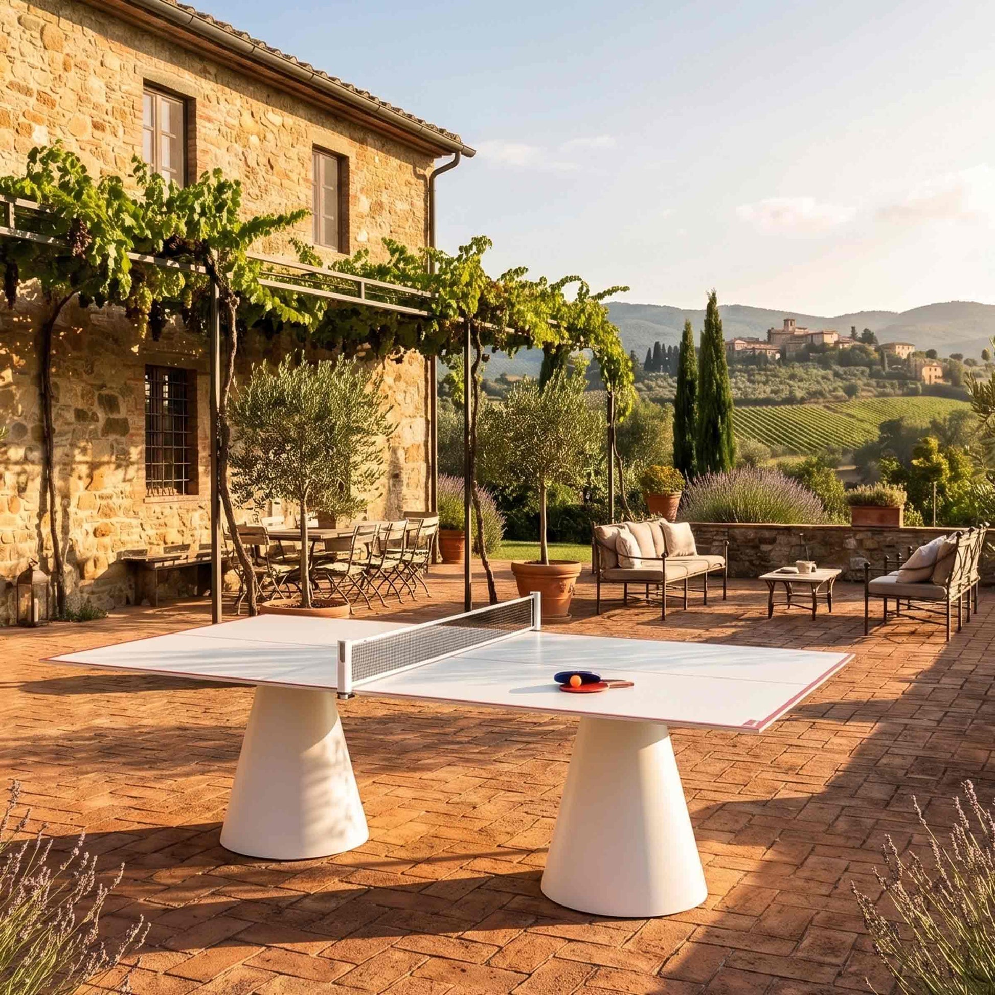 Convertible Table Tennis Table – Conical Base Metal Outdoor Statement Piece | 6PIN0405