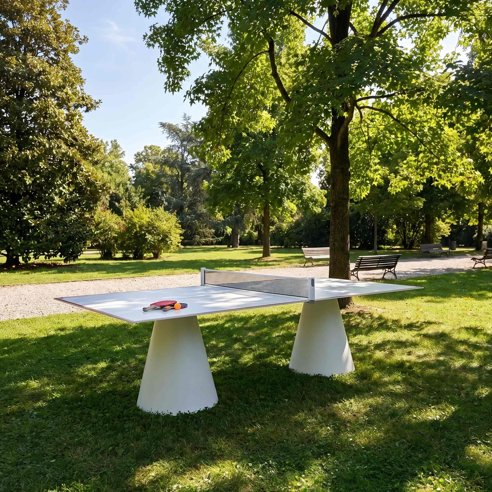 Convertible Table Tennis Table – Conical Base Metal Outdoor Statement Piece | 6PIN0405