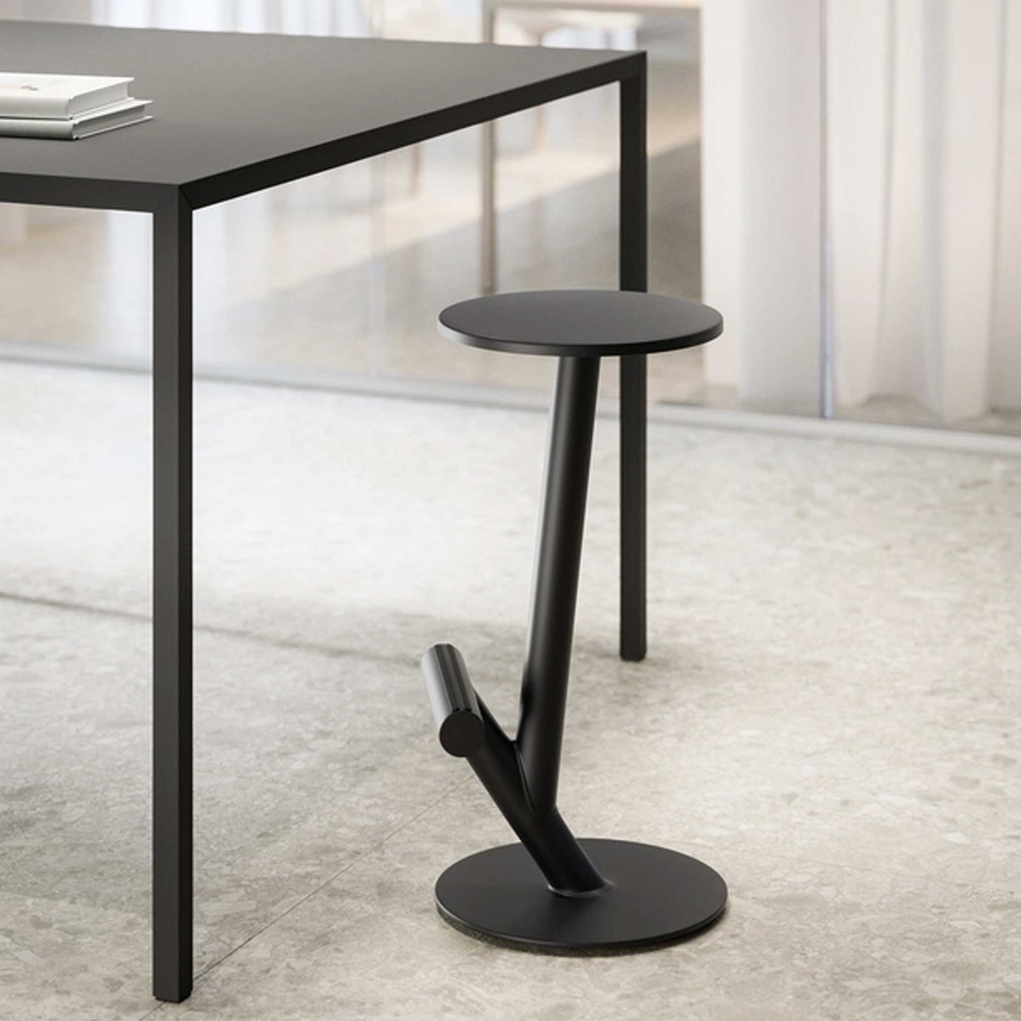 High Working Table – Monomaterial Tension System – Solid Surface Statement Piece