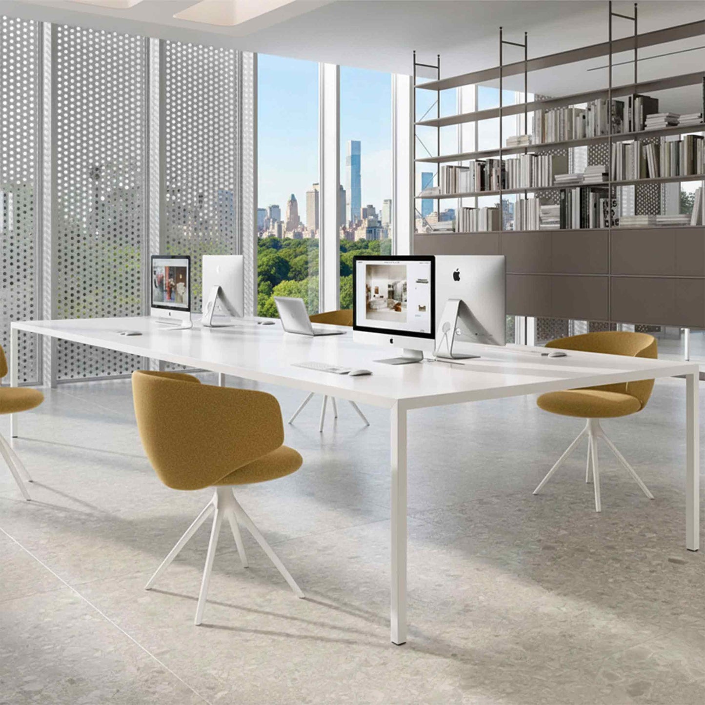 High Working Table – Monomaterial Tension System – Solid Surface Statement Piece
