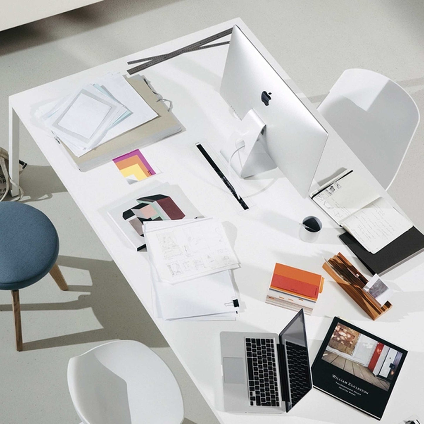 High Working Table – Monomaterial Tension System – Solid Surface Statement Piece