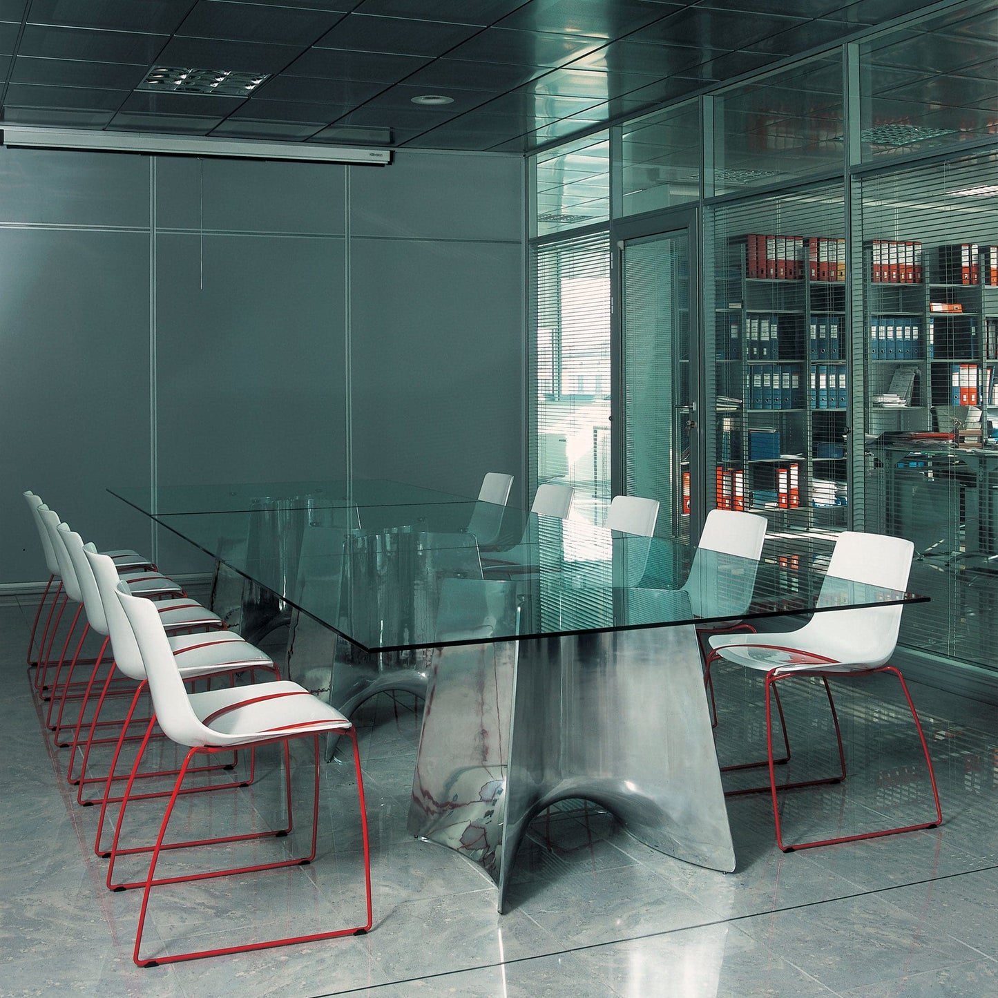 Fratino Dining Table – Architectural Aluminium and Tempered Glass Statement Piece