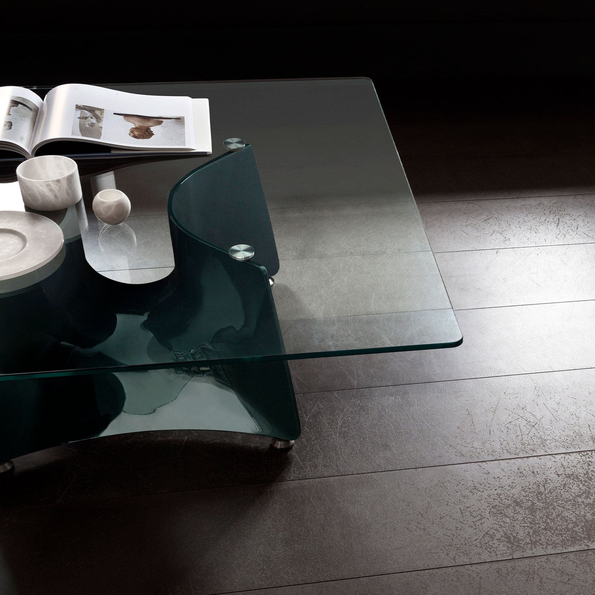 Luxury BENTZ Aluminium Glass Coffee Table Modern Italian Style for Villa