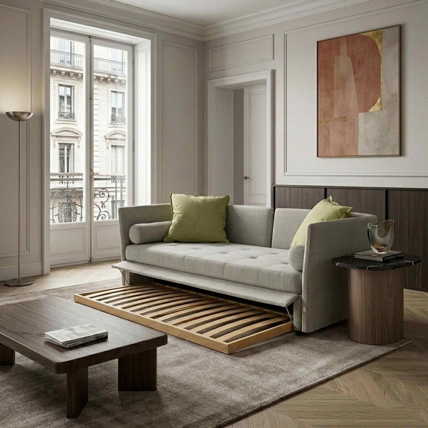 Trundle Bed ISOLOTTO by Orizzonti Design Center for Horm – Italian Designer Sofa Bed in Fabric or Eco-Friendly Leather