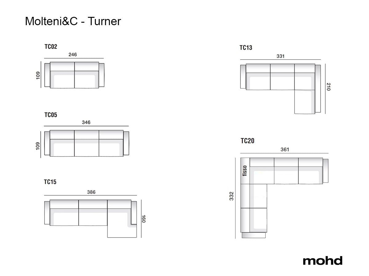 Luxury Turner Modular Sofa Modern Italian Style for Villa