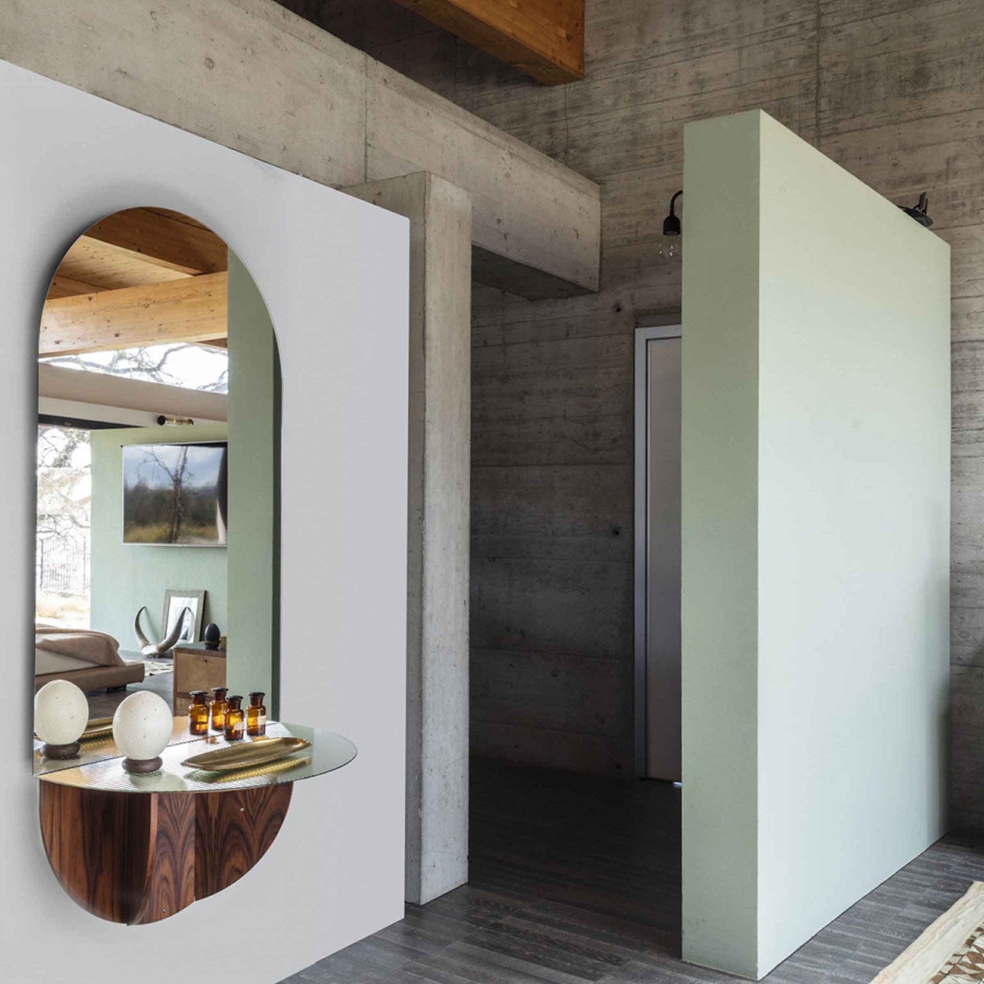 Brame Console Wall Mirror – Italian Designer Santos Rosewood Piece by Mogg